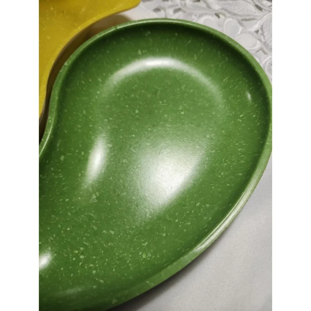 VTG Speckled Melamine plates teardrop kidney MCM USA yin Yang Trinket Dish Set 2